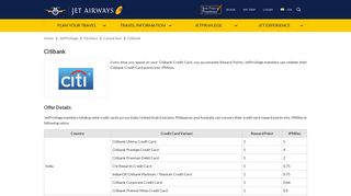 
                            10. Citibank - Conversion Partner of JetPrivilege - Jet Airways