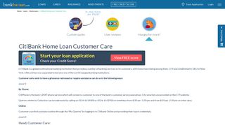 
                            7. CitiBank Home Loan Customer Care - 24x7 Toll Free - BankBazaar