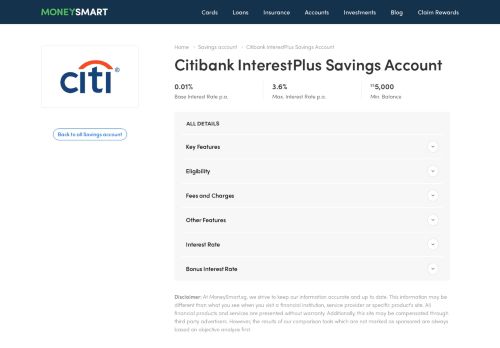 
                            8. Citibank InterestPlus Savings Account - MoneySmart