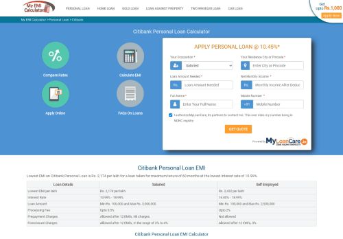 
                            13. Citibank Personal Loan EMI Calculator Feb 2019 - My EMI Calculator