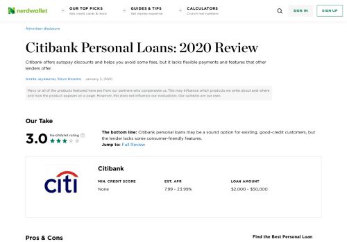 
                            9. Citibank Personal Loans: 2019 Review - NerdWallet