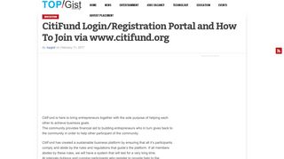 
                            1. CitiFund Login/Registration Portal and How To Join via www.citifund.org