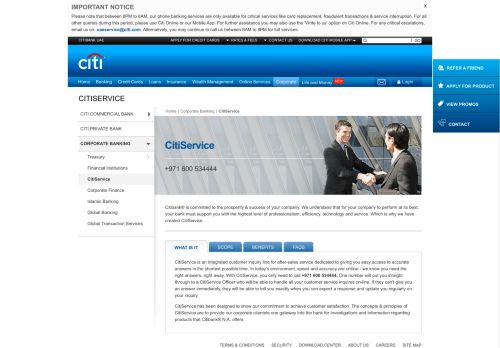 
                            2. CitiService | Corporate Banking – Citibank UAE