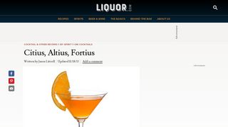 
                            9. Citius Altius Fortius Cocktail Recipe - Liquor.com