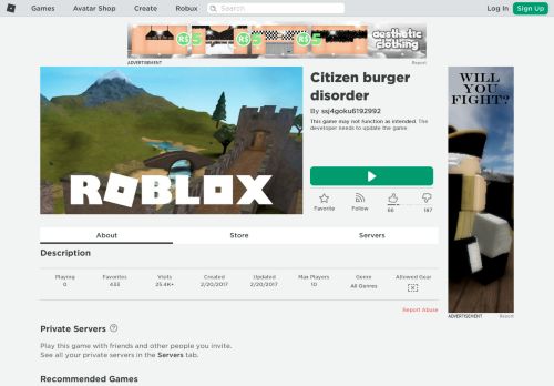 
                            4. Citizen Burger Disorder - Roblox