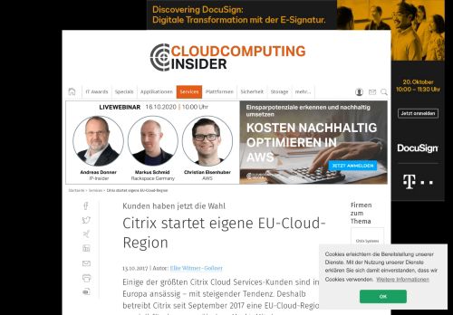 
                            6. Citrix startet eigene EU-Cloud-Region - CloudComputing-Insider
