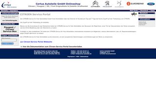 
                            9. CITROEN Service Portal - Certus Autoteile Online-Shop