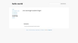 
                            6. cits warangal student login - hello world - Google Sites