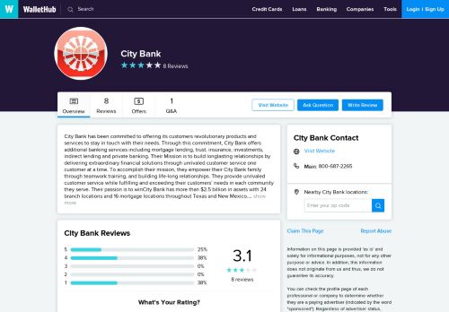 
                            7. City Bank Reviews - WalletHub