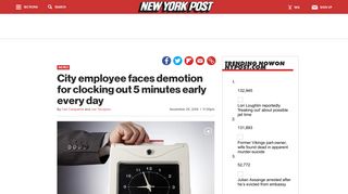
                            3. City employee faces demotion for clocking out 5 minutes early every day