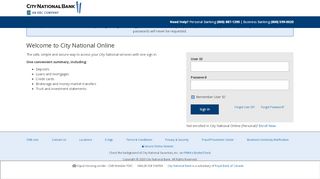 
                            6. City National Online - Login Page