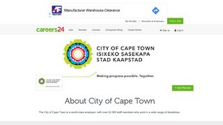 
                            7. City of Cape Town Jobs and Vacancies - Careers24