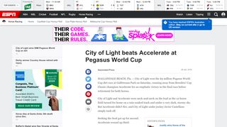 
                            9. City of Light beats Accelerate at Pegasus World Cup - ESPN.com