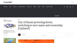 
                            4. City of Steam powering down, switching to new name and ...