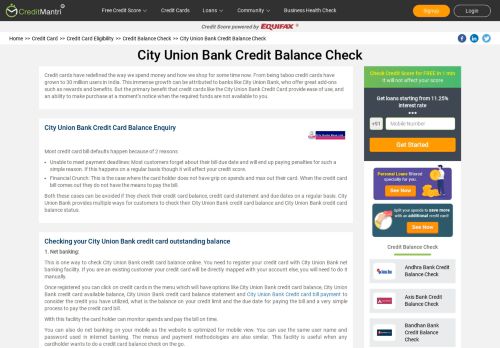 
                            7. City Union Bank Credit Card Balance Check - How to check credit ...