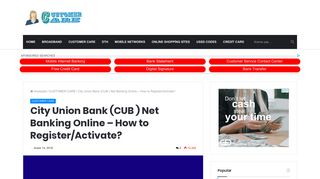 
                            1. City Union Bank (CUB ) Net Banking Online – How to Register ...