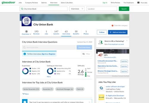 
                            13. City Union Bank Interview Questions | Glassdoor