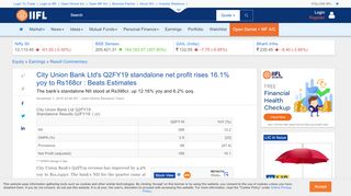 
                            5. City Union Bank Ltd's Q2FY19 standalone net profit rises 16.1% yoy to ...