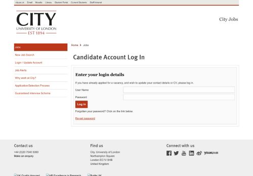 
                            6. City University - Candidate Account Log In