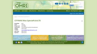 
                            11. CITYMAX Max SpecialFulvic70 | Organic Materials Review Institute