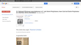 
                            10. Cl. Salmasii Plinianae exercitationes in C. Iulii Solini ...