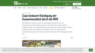 
                            9. Claas bedauert Kündigung der Zusammenarbeit durch die RWZ ...