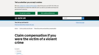 
                            3. Claim compensation if you were the victim of a violent crime - GOV.UK