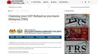 
                            9. Claiming your GST Refund as you leave Malaysia (TRS) - ...
