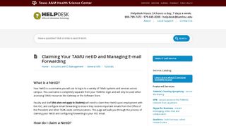 
                            9. Claiming Your TAMU netID and Managing E-mail Forwarding ...