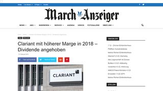 
                            12. Clariant mit höherer Marge in 2018 - Dividende angehoben ...