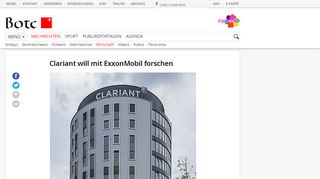 
                            9. Clariant will mit ExxonMobil forschen | Wirtschaft | Bote der Urschweiz