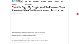 
                            1. Claritta Sign Up/Login And To Recover Your Password On Claritta via ...