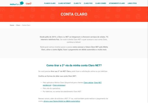 
                            11. Claro conta: acesse sua fatura no Minha Claro e conheça a conta online