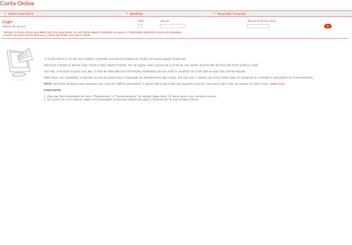 
                            2. Claro - Conta On Line - Login Pessoa Física