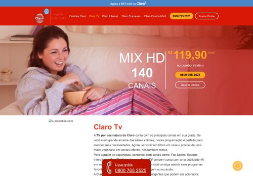 
                            13. CLARO TV LIVRE em Promoção - A Parabólica 100% digital