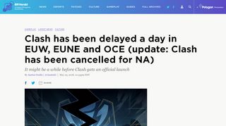 
                            13. Clash has been delayed a day in EUW, EUNE and OCE (update ...