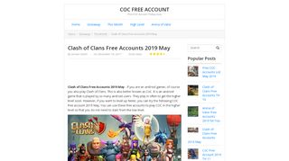 
                            8. Clash of Clans Free Accounts 2019 January - CoC Free Account