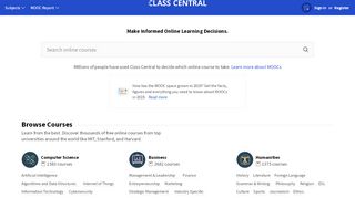 
                            2. Class Central • #1 Search Engine for Free Online Courses & MOOCs