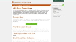 
                            12. Class & Instructor Evaluations (UES) - The University of Texas at Dallas