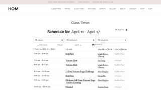 
                            3. Class Times - Hom Yoga Singapore