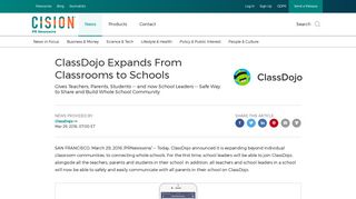 
                            13. ClassDojo Expands From Classrooms to Schools - PR Newswire