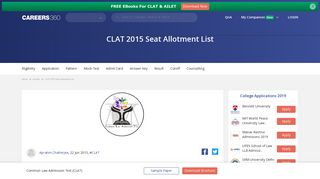 
                            3. CLAT 2015 Seat Allotment List – Check here - Law - Careers360