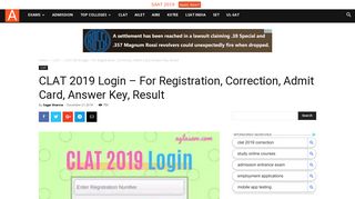 
                            6. CLAT 2019 Login – For Registration, Correction, Admit Card, Answer ...