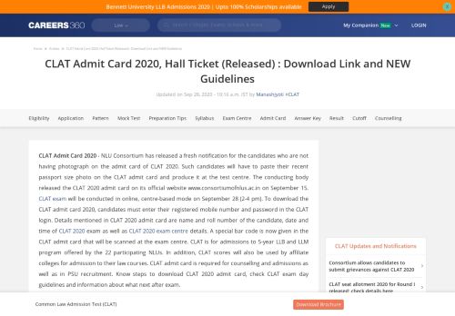 
                            1. CLAT Admit Card 2019, Hall Ticket – Download here - Law - Careers360