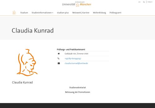 
                            11. Claudia Kunrad — Studium - Universität der Bundeswehr München