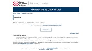 
                            12. Clave Virtual - Cámara de Comercio de Bogotá