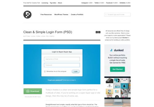 
                            9. Clean & Simple Login Form (PSD) - Premium Pixels