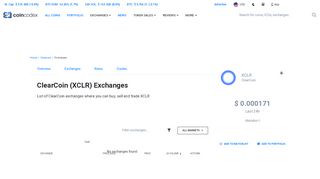 
                            13. ClearCoin (XCLR) Exchanges - Buy, Sell & Trade | ...