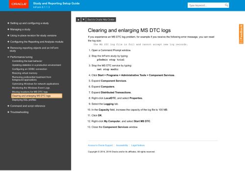 
                            13. Clearing and enlarging MS DTC logs - Oracle Docs