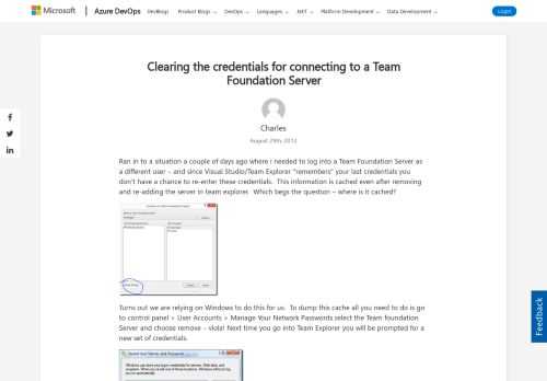 
                            4. Clearing the credentials for connecting to a Team Foundation Server